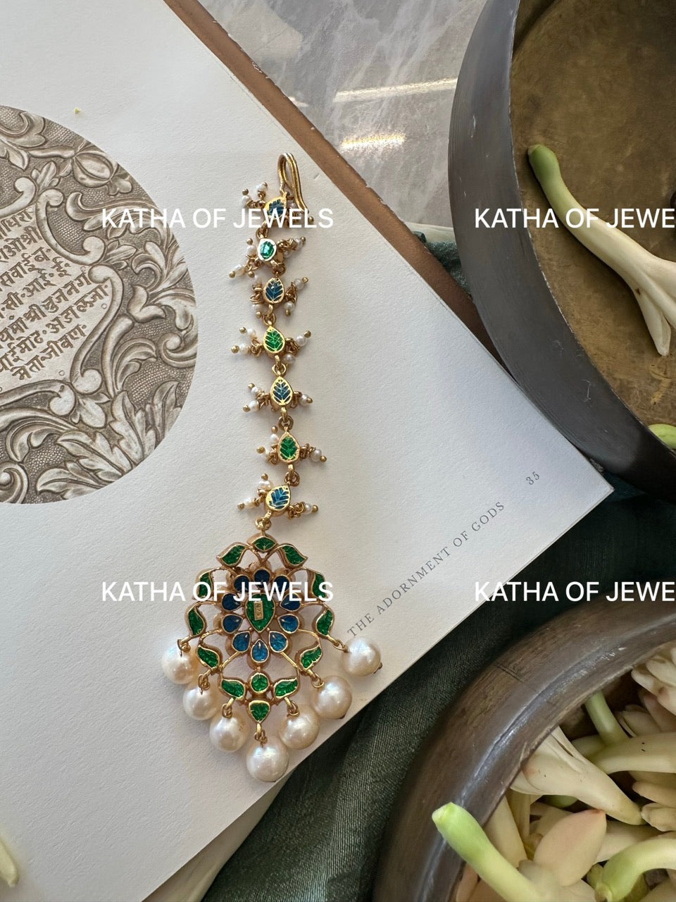 Buy Pearl Moissanite Polki Maangtika | Katha of Jewels