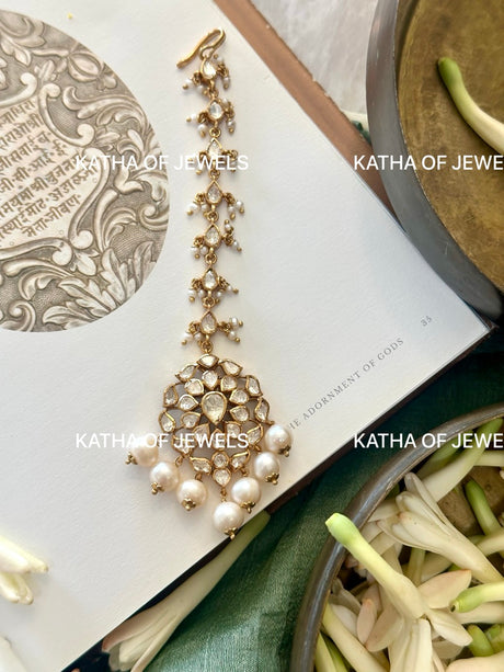 Buy Pearl Moissanite Polki Maangtika | Katha of Jewels