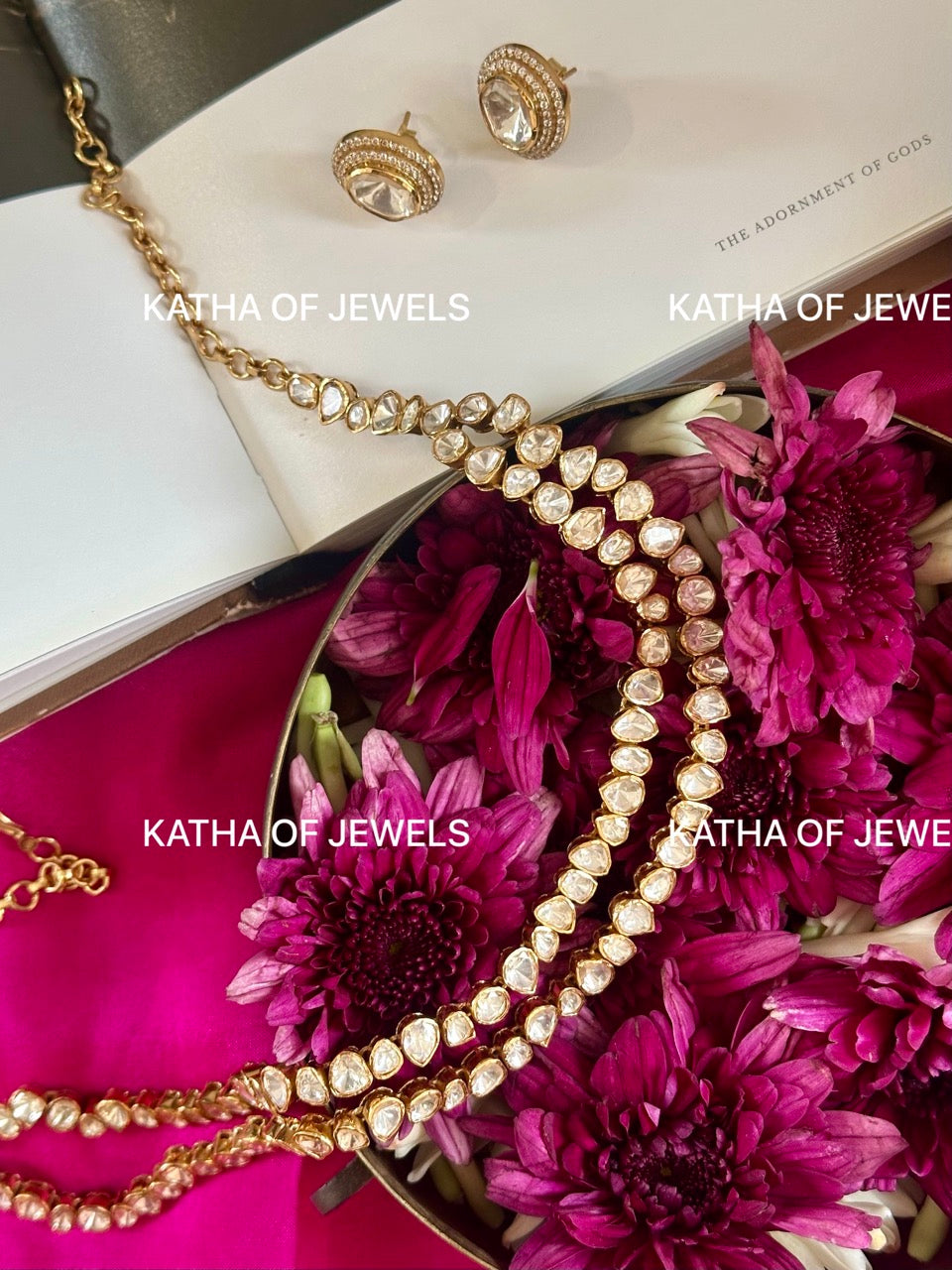 Buy 92.5 Silver Moissanite Polki Necklace Set | Katha of Jewels