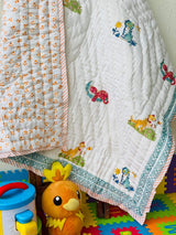 handcrafted tiger themed quilt for kids made in Jaipur for buyers in New Zealand and Singapore