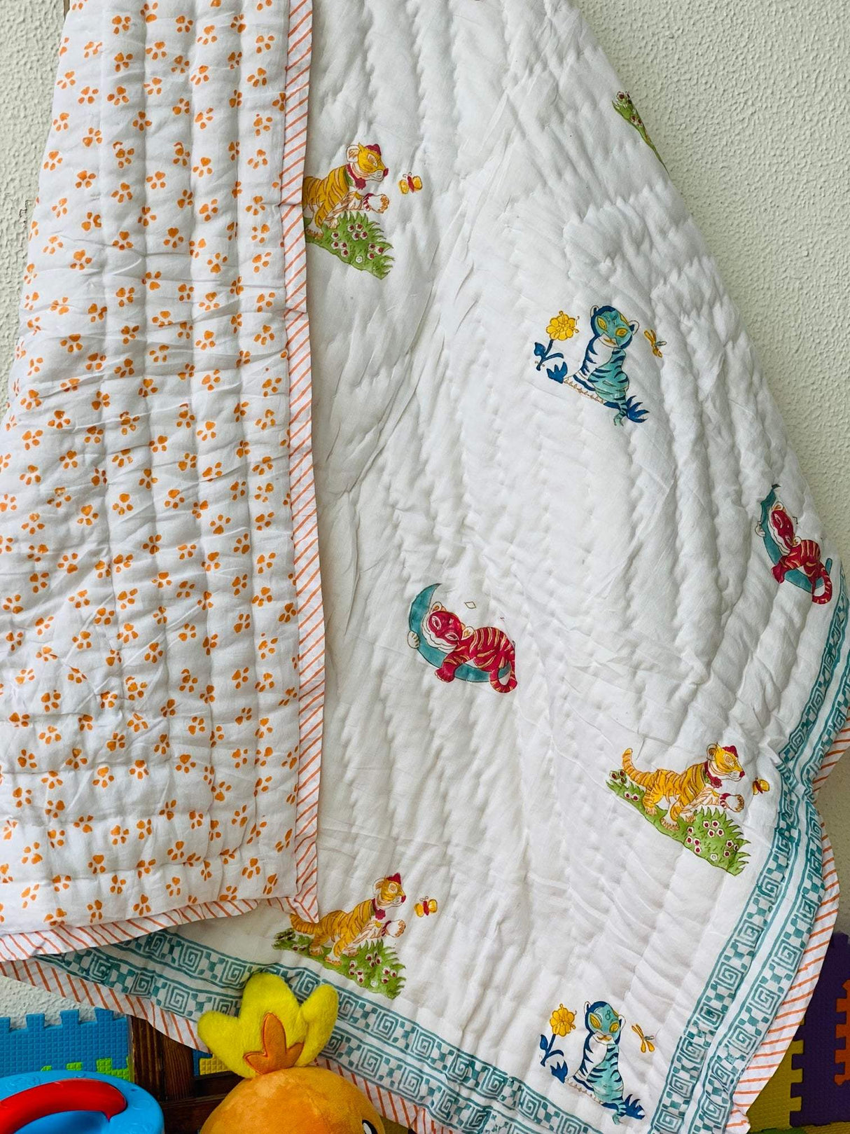 personalized jungle tiger quilt for toddlers perfect for birthday return gift bulk orders