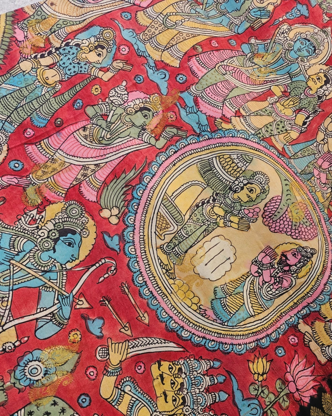 traditional-temple-style-kanjivaram-kalamkari-saree