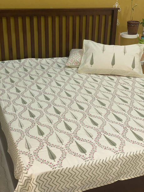 tree-theme-double-cotton-bedsheet-full-view