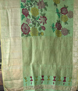 turquoise-floral-silk-kalamkari-saree-back-view