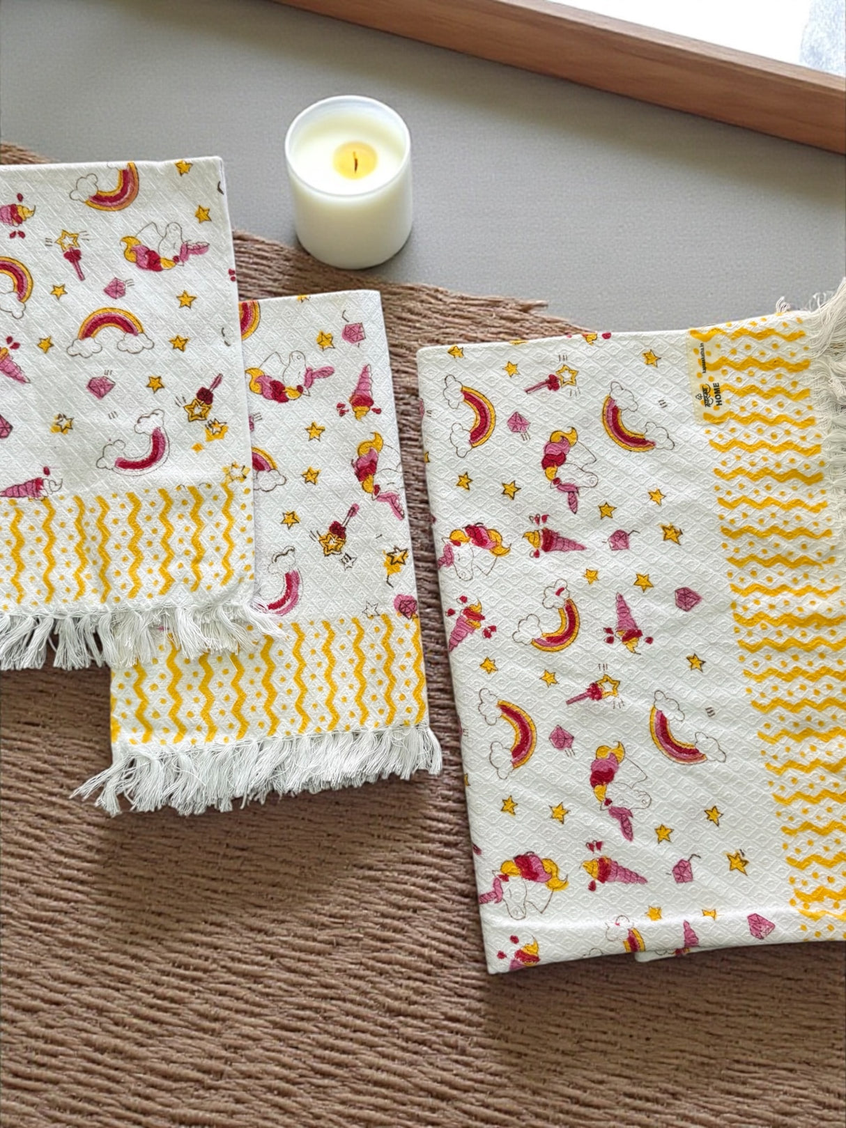 unicorn-rainbow-theme-kids-cotton-towel-set