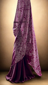 Very Smart and Stylish Habotai Silk Bandhani Saree in Shades of Plum