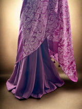 Very Smart and Stylish Habotai Silk Bandhani Saree in Shades of Plum