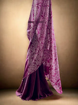 Very Smart and Stylish Habotai Silk Bandhani Saree in Shades of Plum