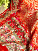 vibrant-orange-and-red-handloom-pure-banarsi-georgette-bandhani-saree