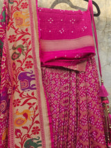 vibrant-rani-pink-pure-banarsi-georgette-bandhani-lehenga