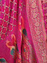 vibrant-rani-pink-pure-banarsi-georgette-bandhani-lehenga
