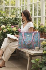 vibrant-sky-blue-pink-floral-block-print-handcrafted-tote-handmade