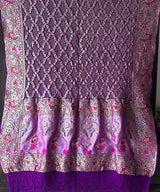 Exclusive Violet Pure Banarasi Georgette Meenakari Bandhani Dupatta