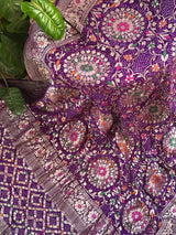 Violet Pure Georgette Meenakari Bandhani Dupatta