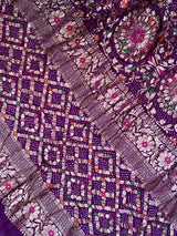 Violet Pure Georgette Meenakari Bandhani Dupatta