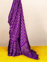 Violet Kanjivaram Silk Bandhani Saree