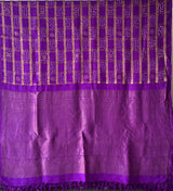 Violet Kanjivaram Silk Bandhani Saree