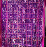 Distinct Handloom Violet and Pink Mulberry Silk Ikat Patola Saree with Nari Kunjar Pattern