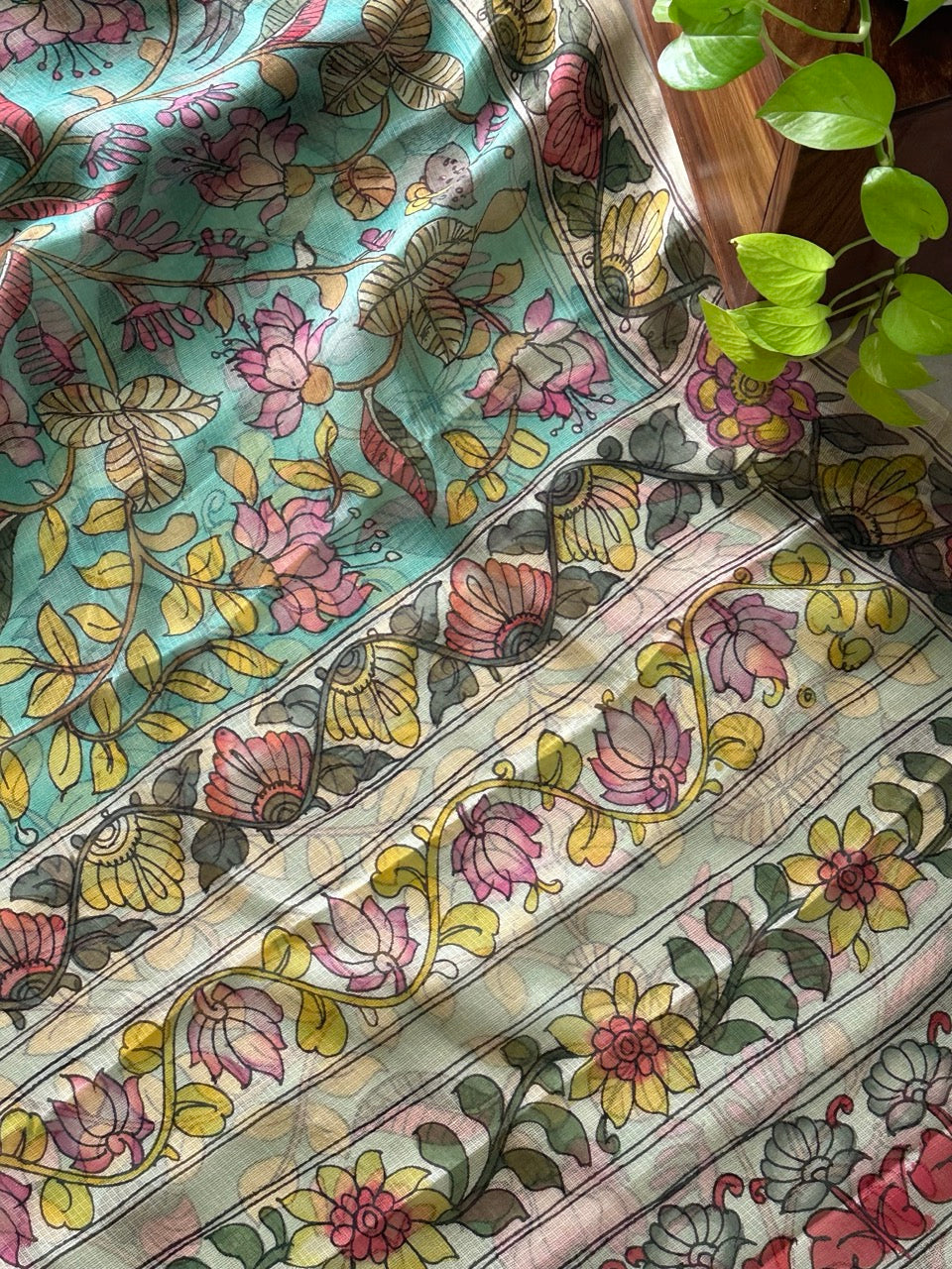 Whispers of the Wild - Handcrafted Kota Silk Kalamkari Saree