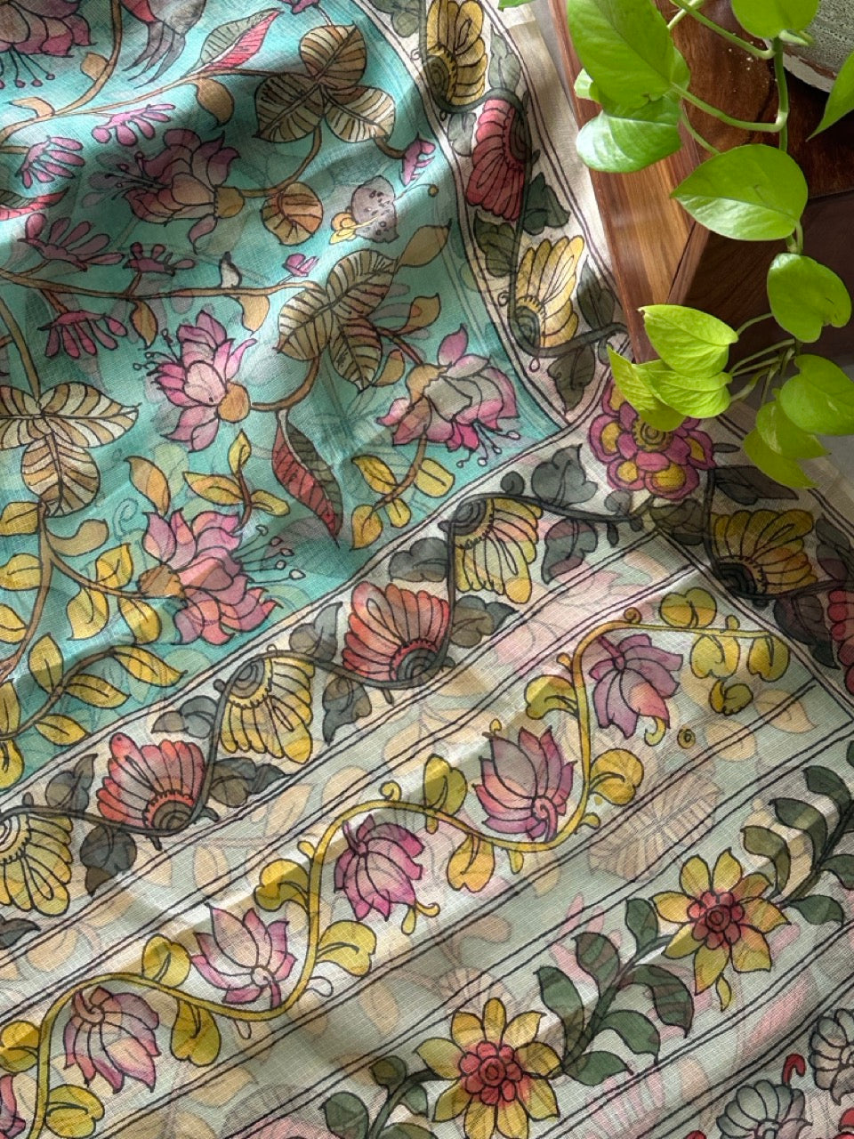 Whispers of the Wild - Handcrafted Kota Silk Kalamkari Saree