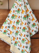 Elephant Giraffe Blockprint Kids Towel – Cotton Jacquard Weave