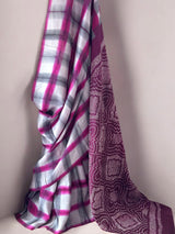 Habotai Silk Clamp Dye Bandhani Saree in Shades of Wine