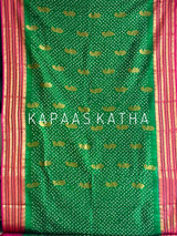 woven-scarlet-kanjivaram-bandhani-handloom-silk-saree