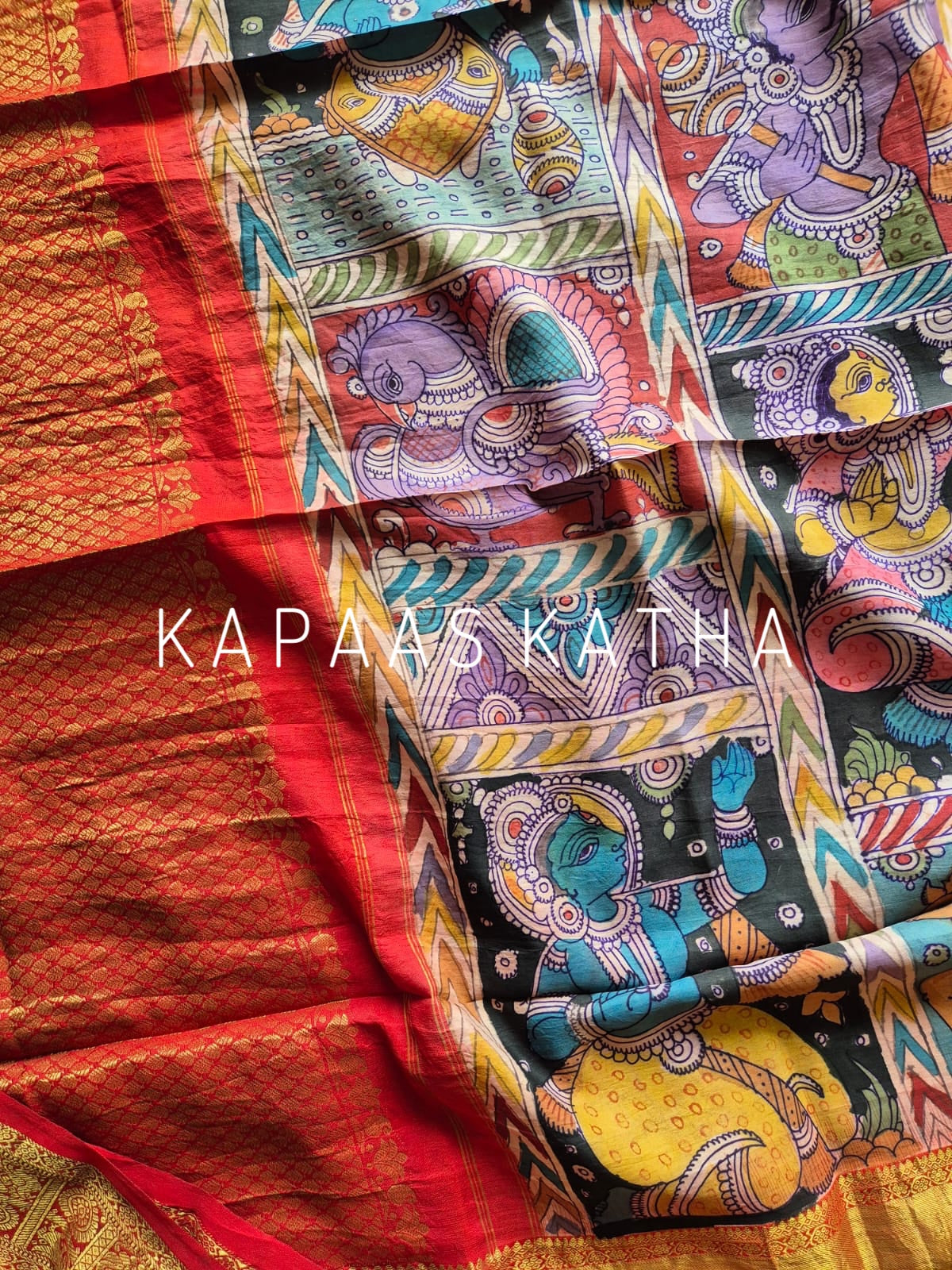 woven-silk-memoir-kalamkari-kanjeevaram-silk-dupatta