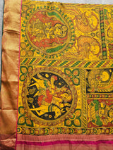 yellow-indian-mythological-theme-kanchipattu-kalamkari-saree
