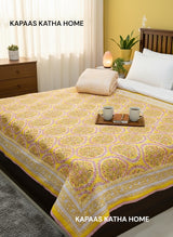 yellow-medallion-blockprint-cotton-quilt-bed