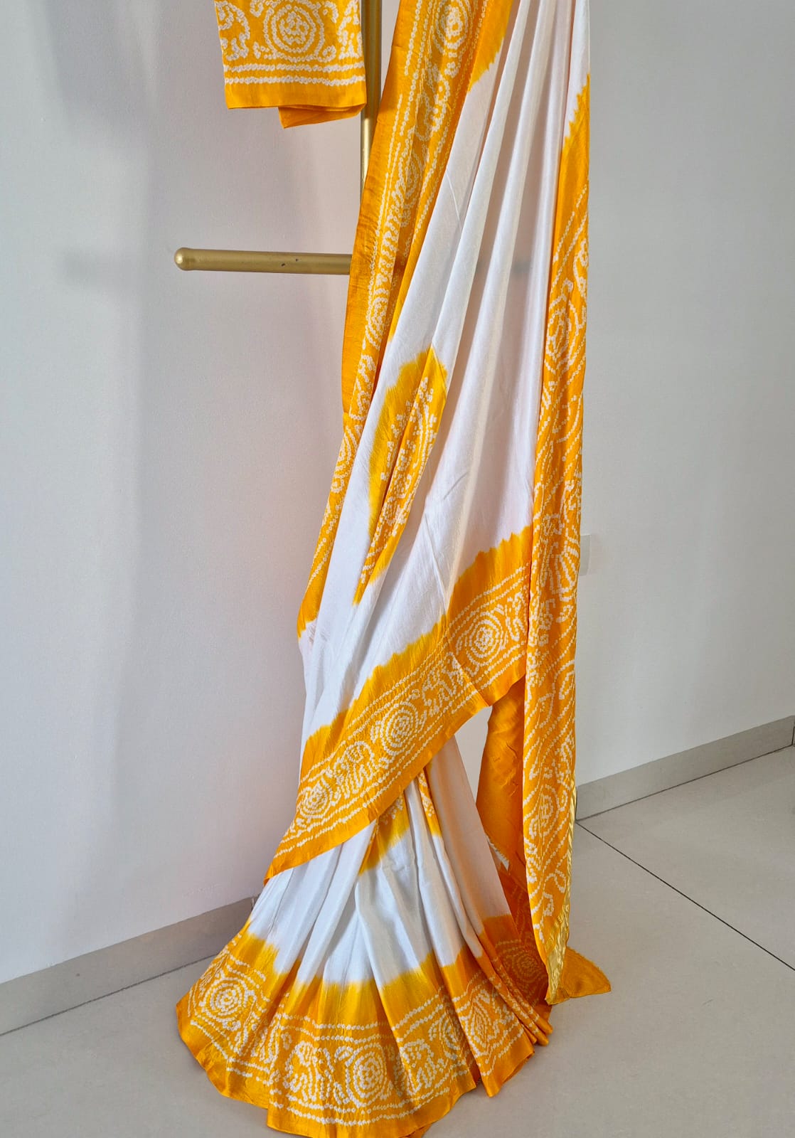 Pure Gajji Silk Half And Half Bandhani Saree