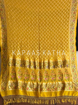 yellow-pure-banarai-georgette-bandhani-lehenga-with-dupatta