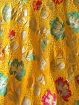 Floral Yellow Pure Banarsi Georgette Meenakari Bandhani Dupatta