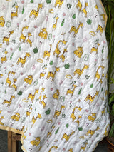 handcrafted giraffe theme kids quilt in yellow pure cotton fabric perfect for gifting in South Africa and Mauritius
