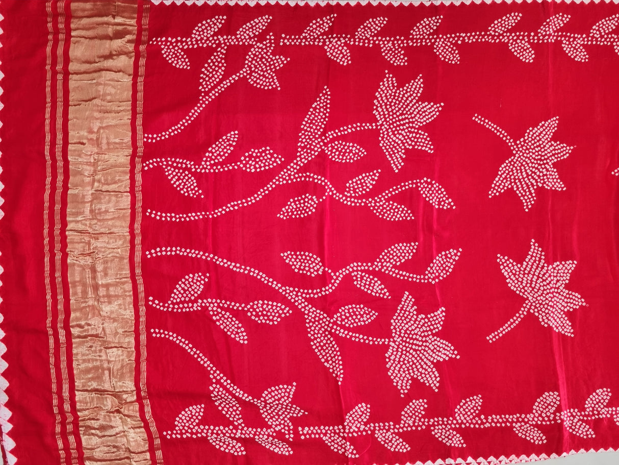 Pure Gajji Silk Half And Half Bandhani Saree – Kapaas Katha