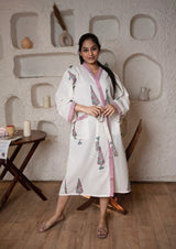 Tree Cotton Waffle Handblock Printed Bath Robe