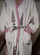 Tree Cotton Waffle Handblock Printed Bath Robe