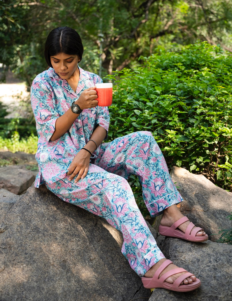 Cotton Handblock Printed Pajama Set