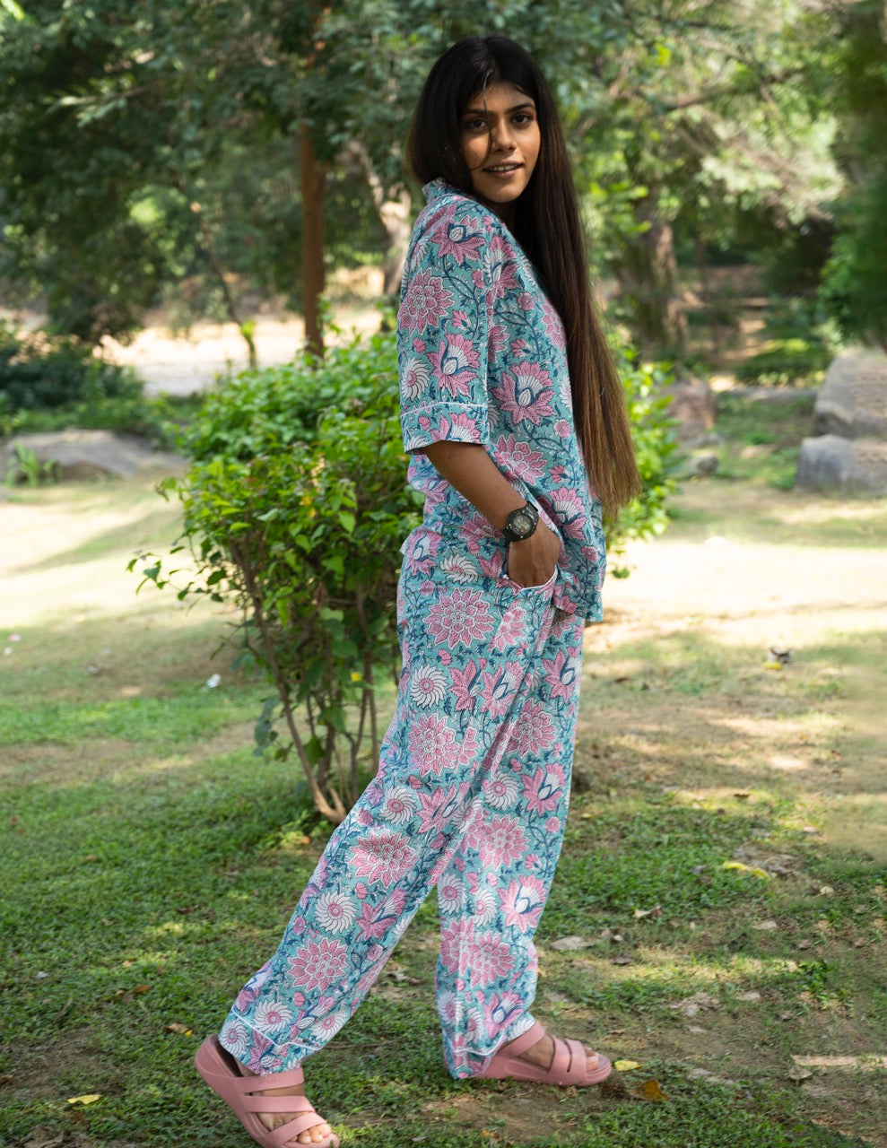 Cotton Handblock Printed Pajama Set