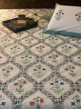 King size cotton bedsheet with Jaipur block print