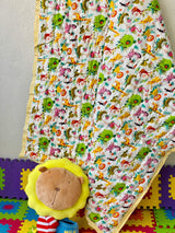 best selling Indian-made zoo theme nursery quilt for babies perfect for wholesale and return gifting in USA and UK