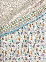 jungle animals print quilt for babies made with azo free dyes in India for global resellers and gift hampers