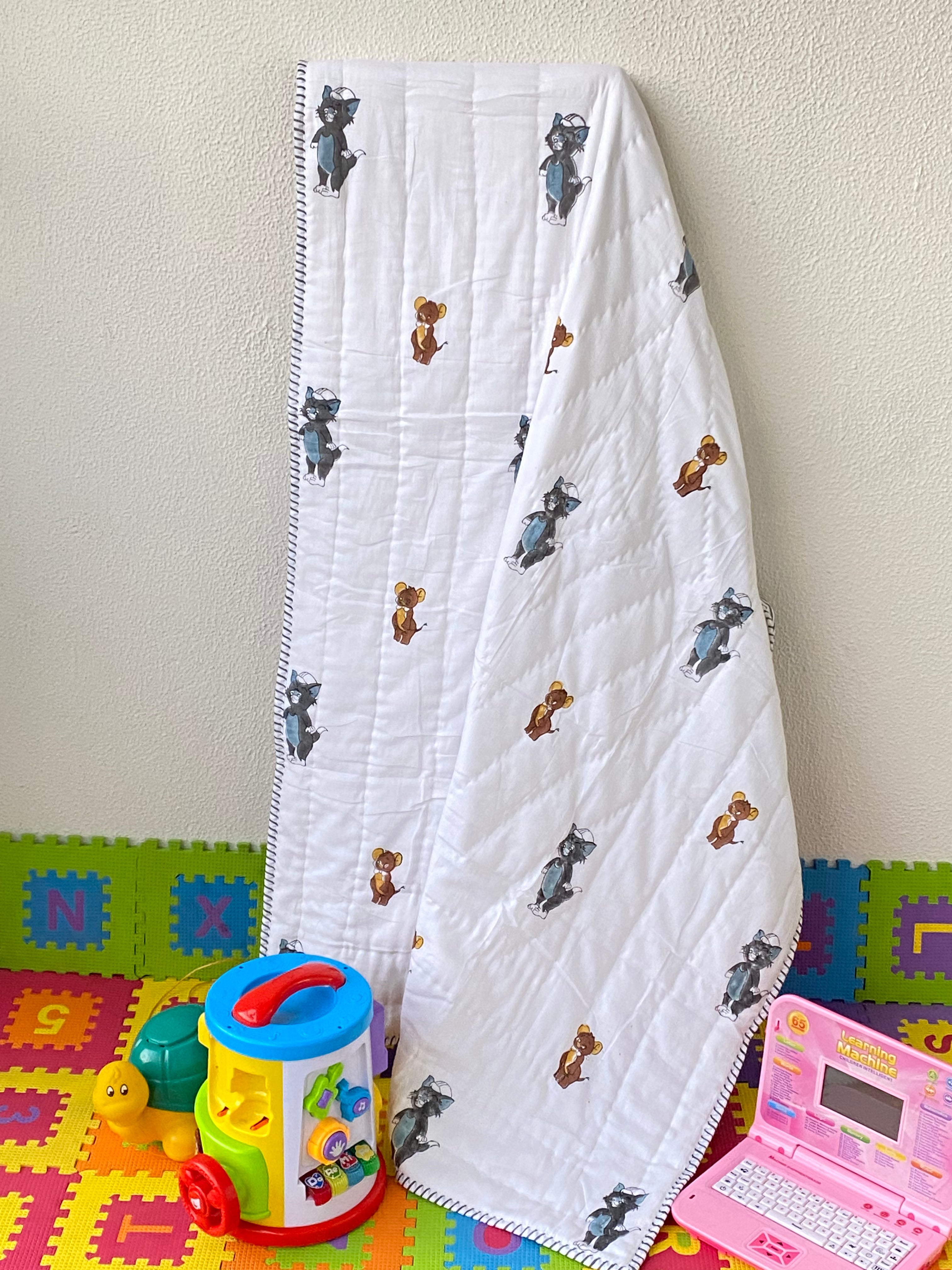 Tom & Jerry Kids Blanket- Blockprint Cotton Reversible (60*40 inches)