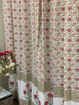 Set of 2 Hand Block Printed Cotton Canvas Curtain