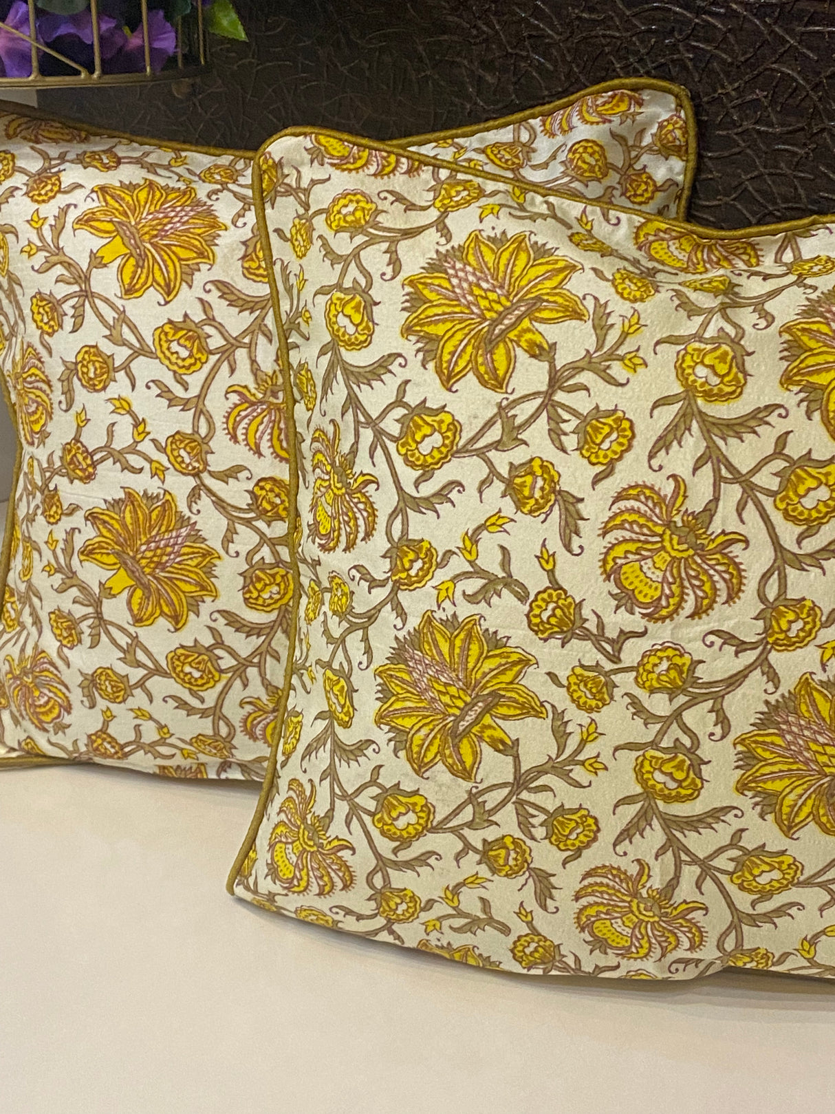 Pair of Handblock Printed Cushion Covers- 16*16 inches