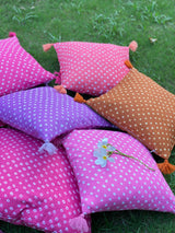 Pink (Shade 2) Bandhani Cotton 2 Cushion Cover Set- 16*16 inches