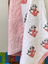 Squirrel Kids Blanket- Blockprint Cotton Reversible (60*40 inches)