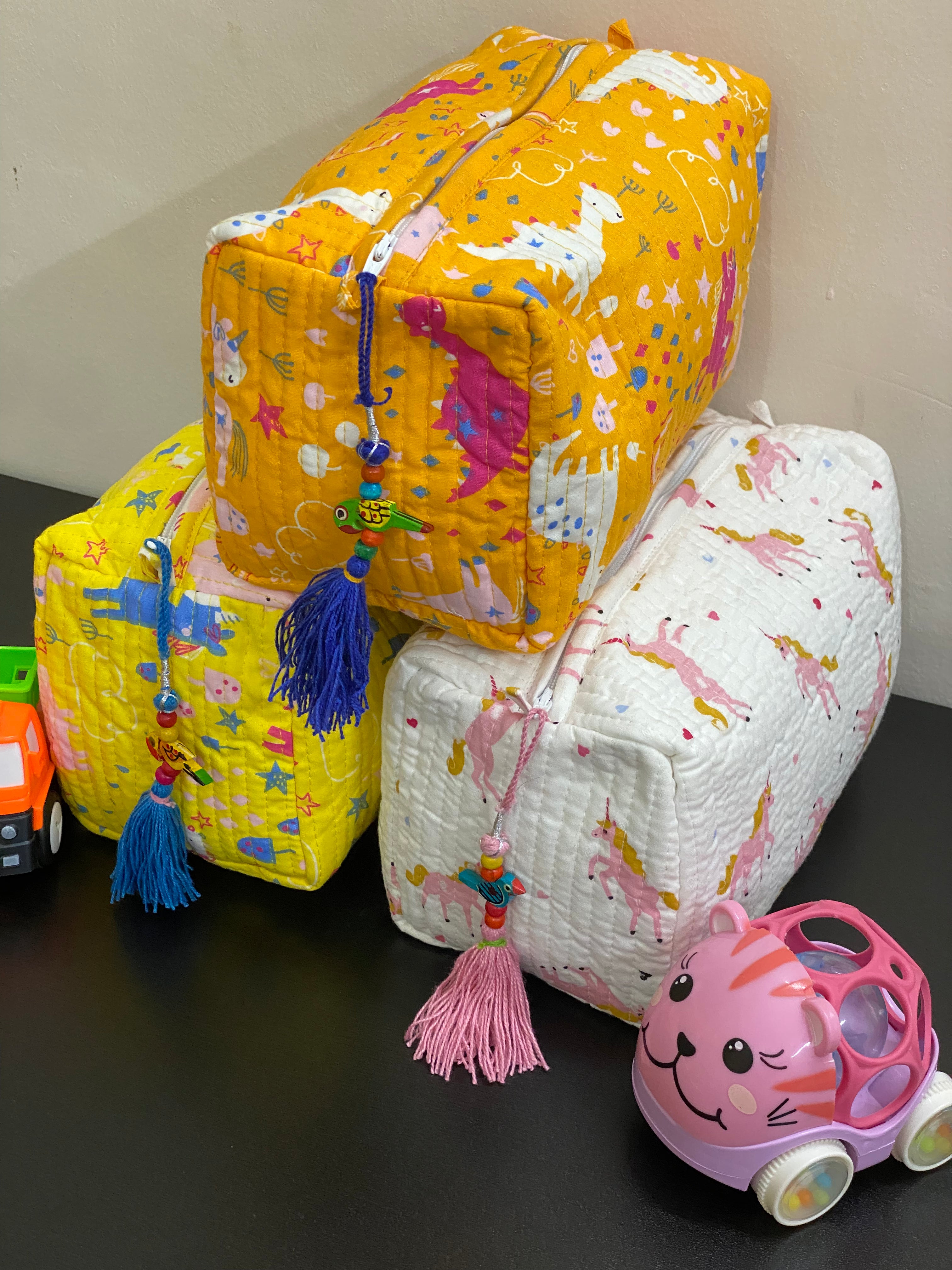 Unicorn- Set of 3 LARGE Multipurpose Pouch/ Bag