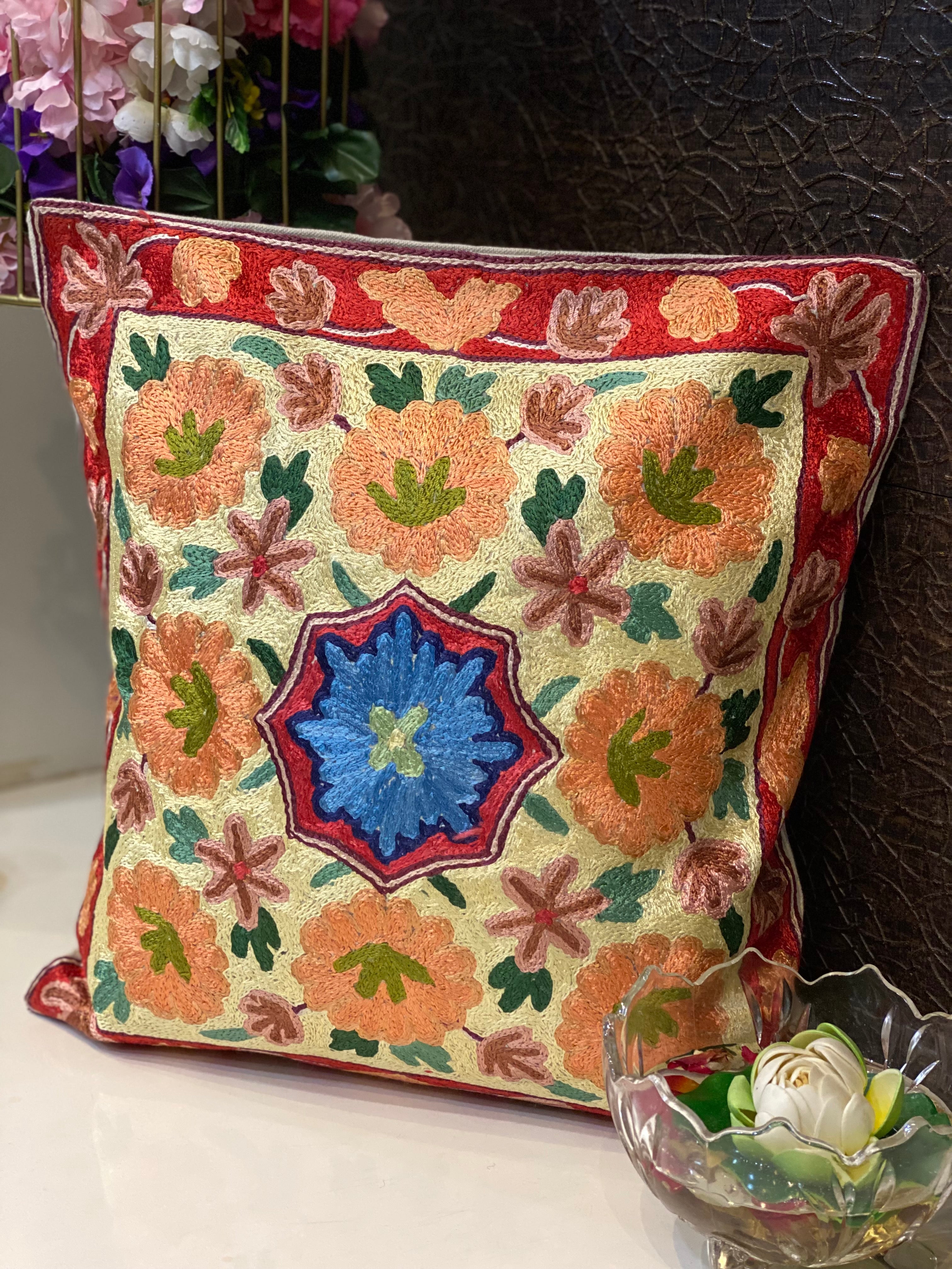 Pair of Kashmiri Cushion Covers- 16*16 inches