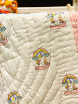 Unicorn Hand Block Printed Cotton Reversible Kids Quilt